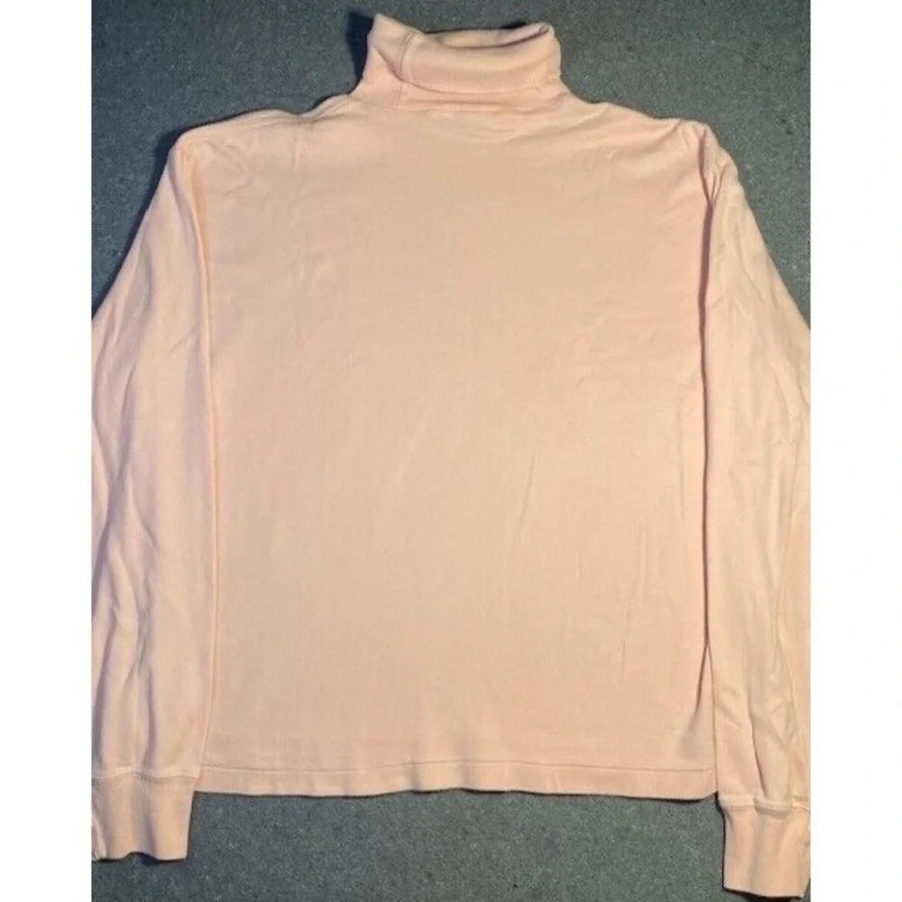 LAUREN RALPH SPORT Women's TOP pink‎ LARGE preppy LONG SLEEVE turtle neck